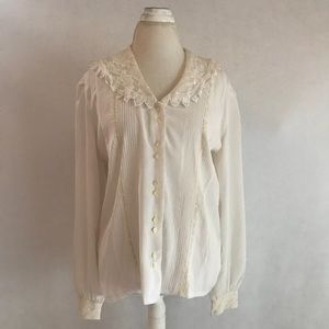 Vintage romance lace collar blouse